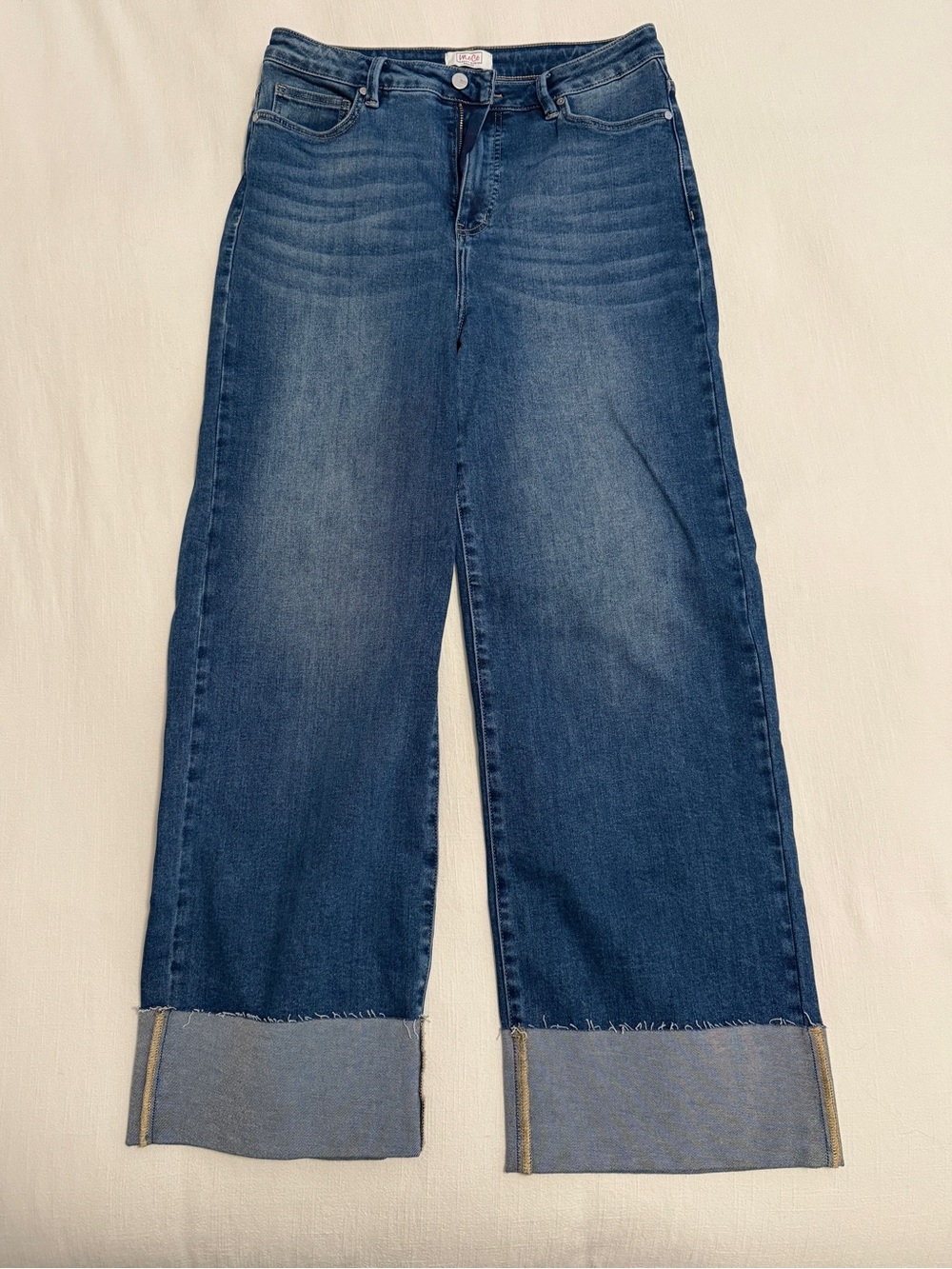 MOCO Boutique Made For Me Tummy Control High Rise Wide Leg Cuffed Jeans in 13/31
